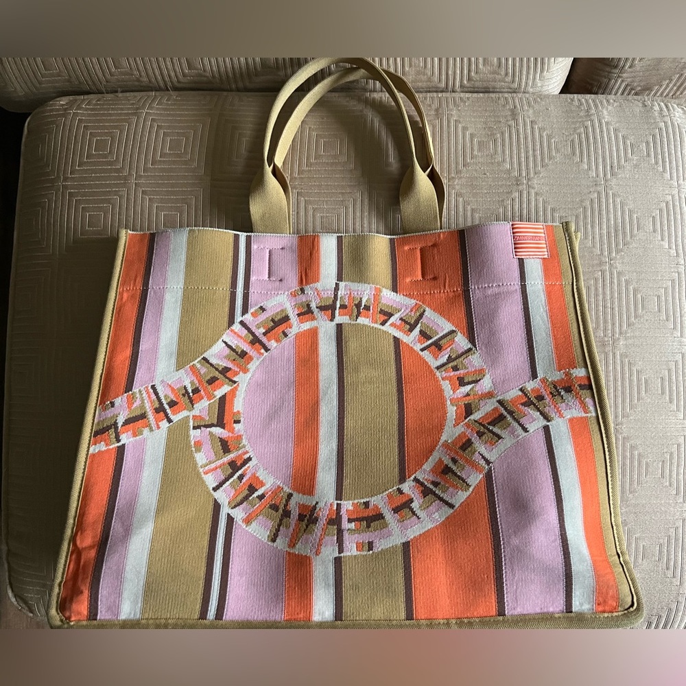 Zimmermann Tote Bag pink tan and orange.